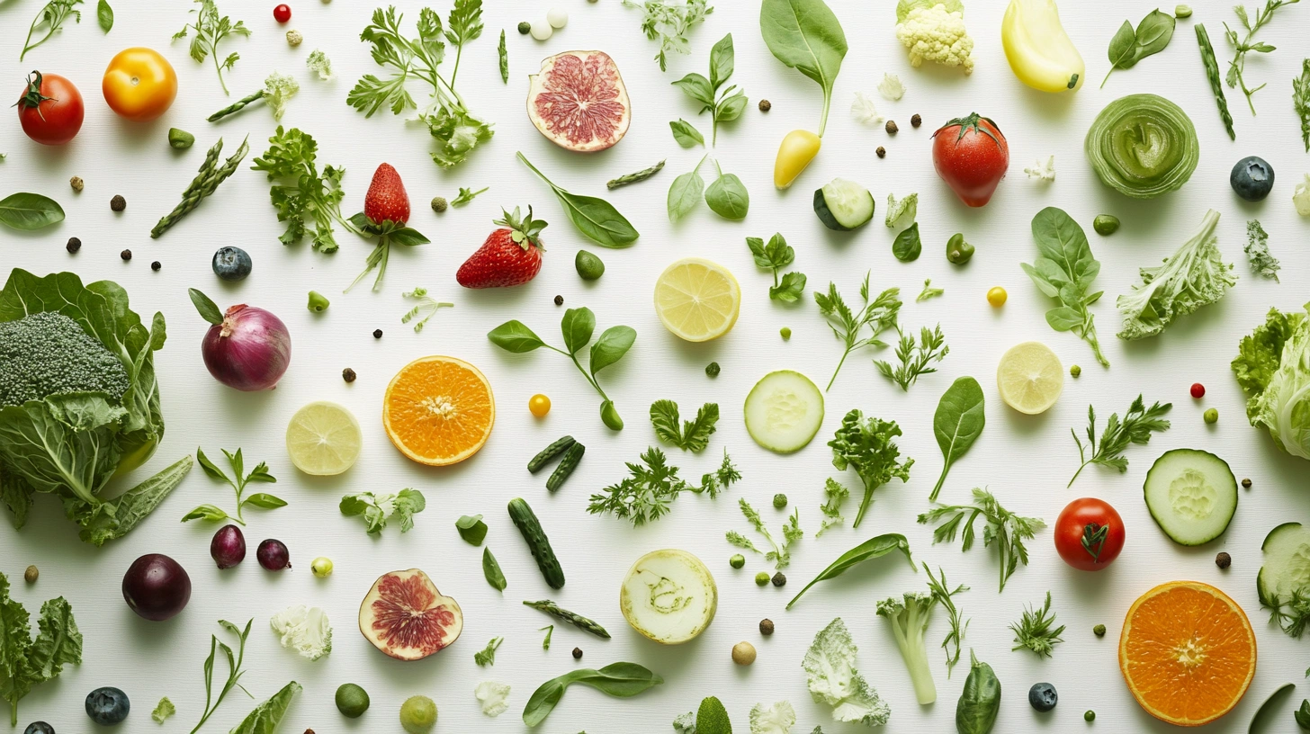 Колаж із сезонних продуктів для здорового харчування